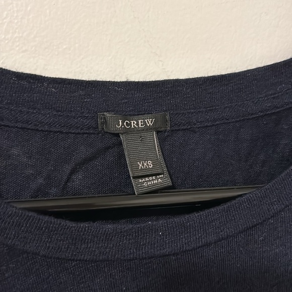 100% Linen J Crew Navy Blue Career Work Short Sleeve T-Shirt Size XXS - Picture 2 of 4